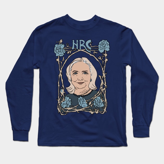 Hillary Clinton Art Nouveau Poster Long Sleeve T-Shirt by Annelie